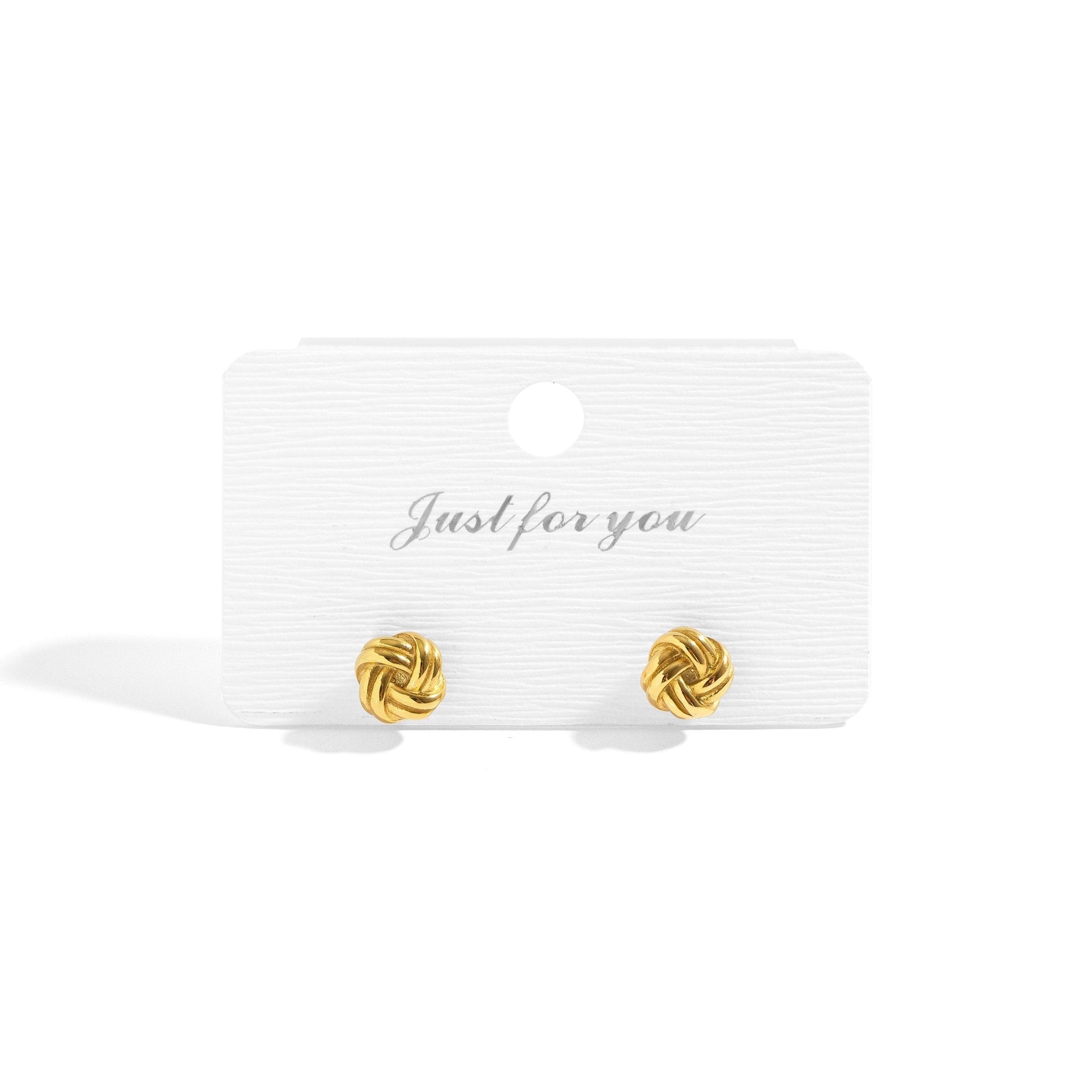 Gold Knot Earrings | 18K Gold PVD Coated Stainless Steel Studs – Hypoallergenic Jewelry - Earring | Sunflower Soul Boutique