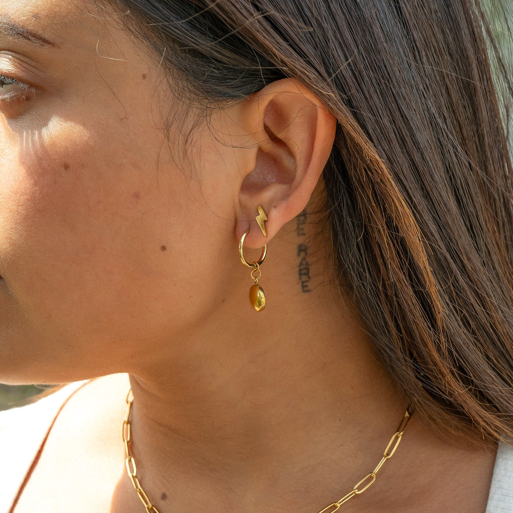 Gold Lightning Bolt Earrings – 18K Gold Studs | Hypoallergenic Stainless Steel Jewelry - Earring | Sunflower Soul Boutique