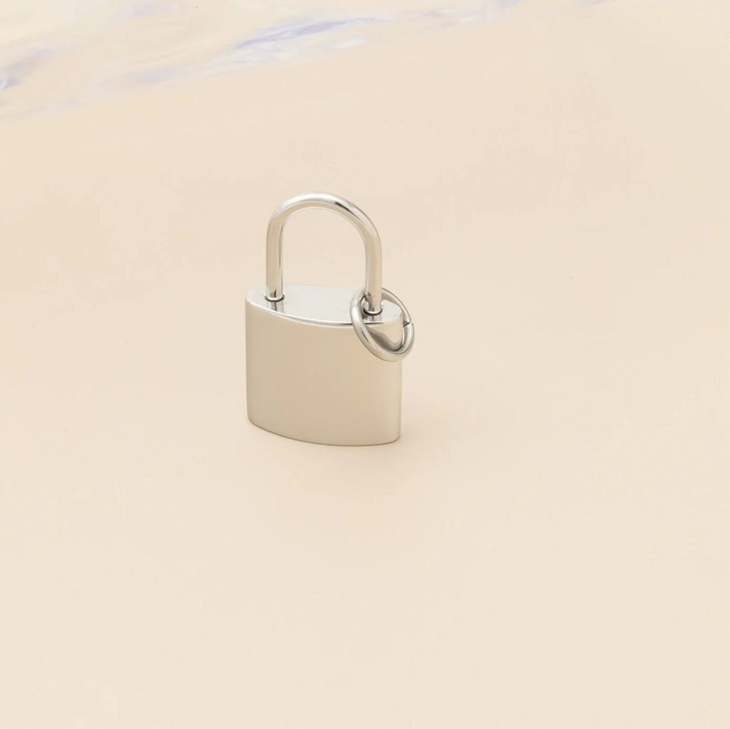 18K Gold PVD Stainless Steel Lock Charm- silver studio 