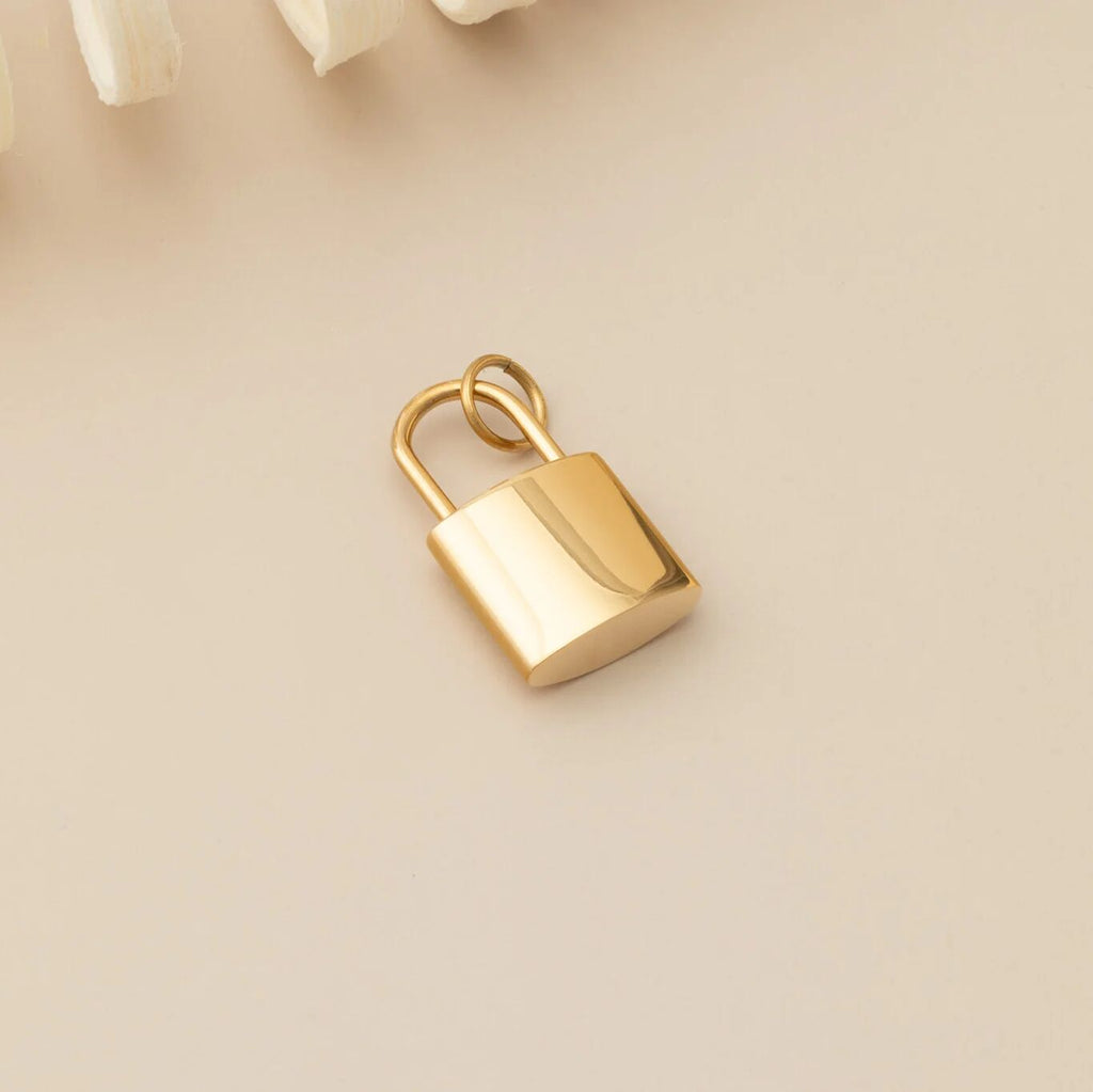 18K Gold PVD Stainless Steel Lock Charm- gold studio 