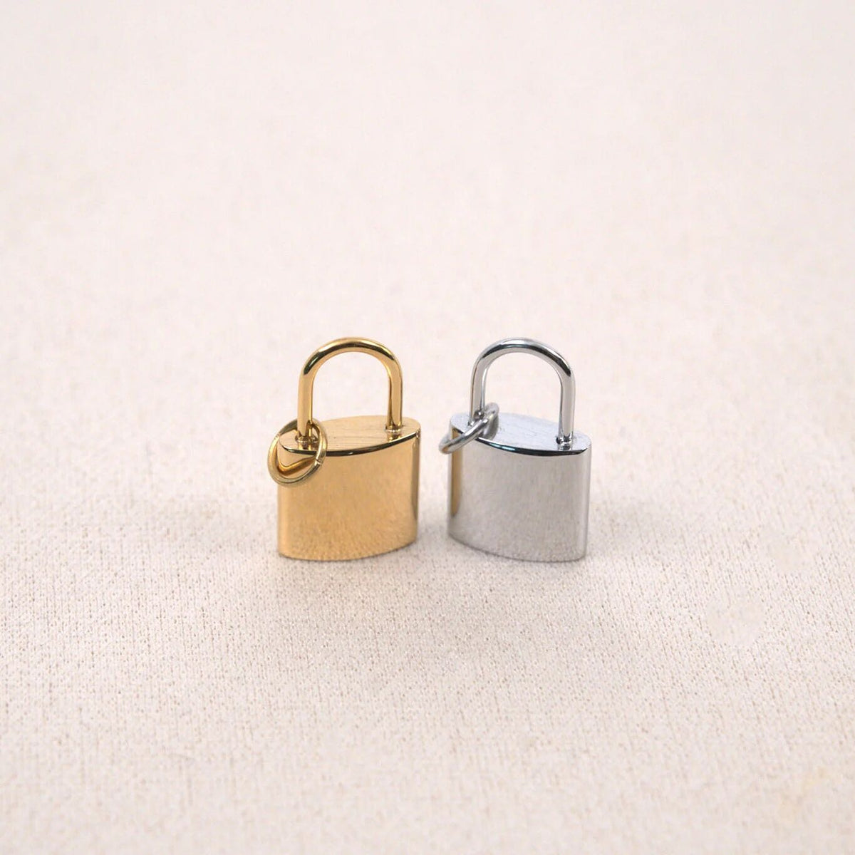 18K Gold PVD Stainless Steel Lock Charm- gold and silver studio 