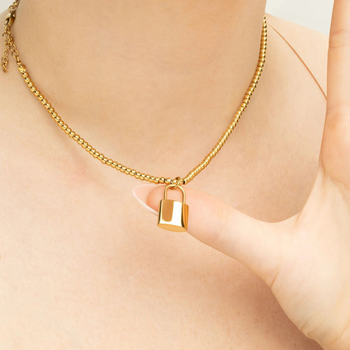 18K Gold PVD Stainless Steel Lock Charm- gold model 