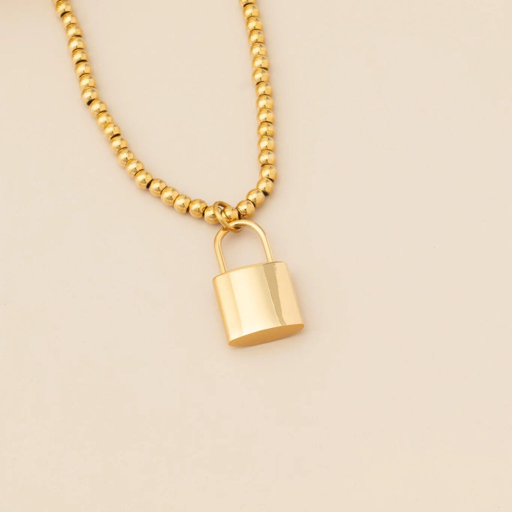 18K Gold PVD Stainless Steel Lock Charm- gold studio 