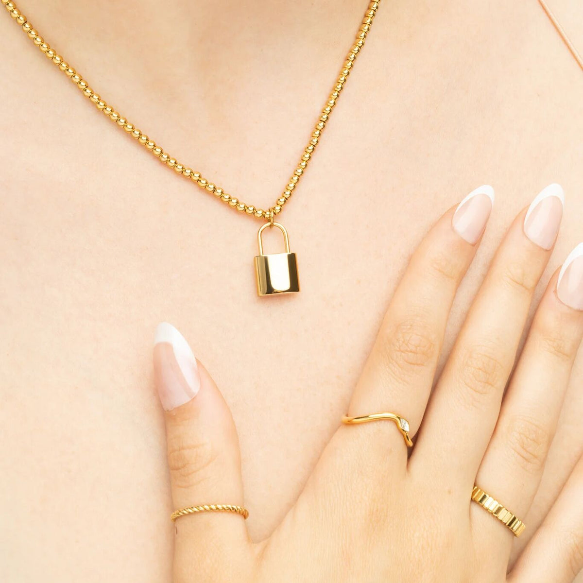 18K Gold PVD Stainless Steel Lock Charm- gold model 