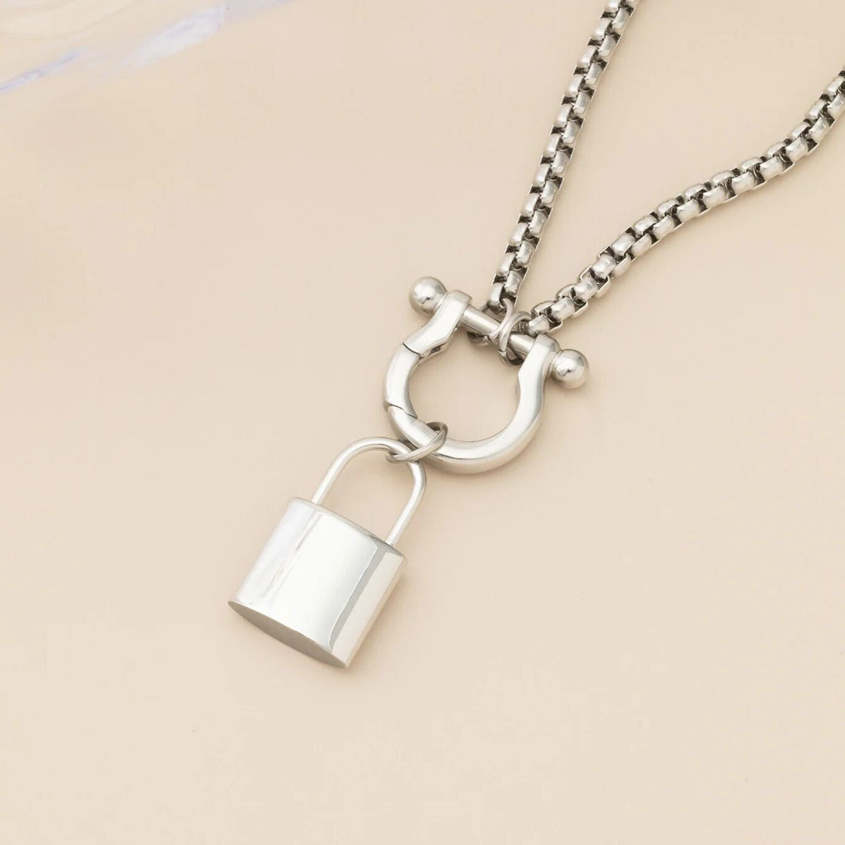 18K Gold PVD Stainless Steel Lock Charm- silver studio 