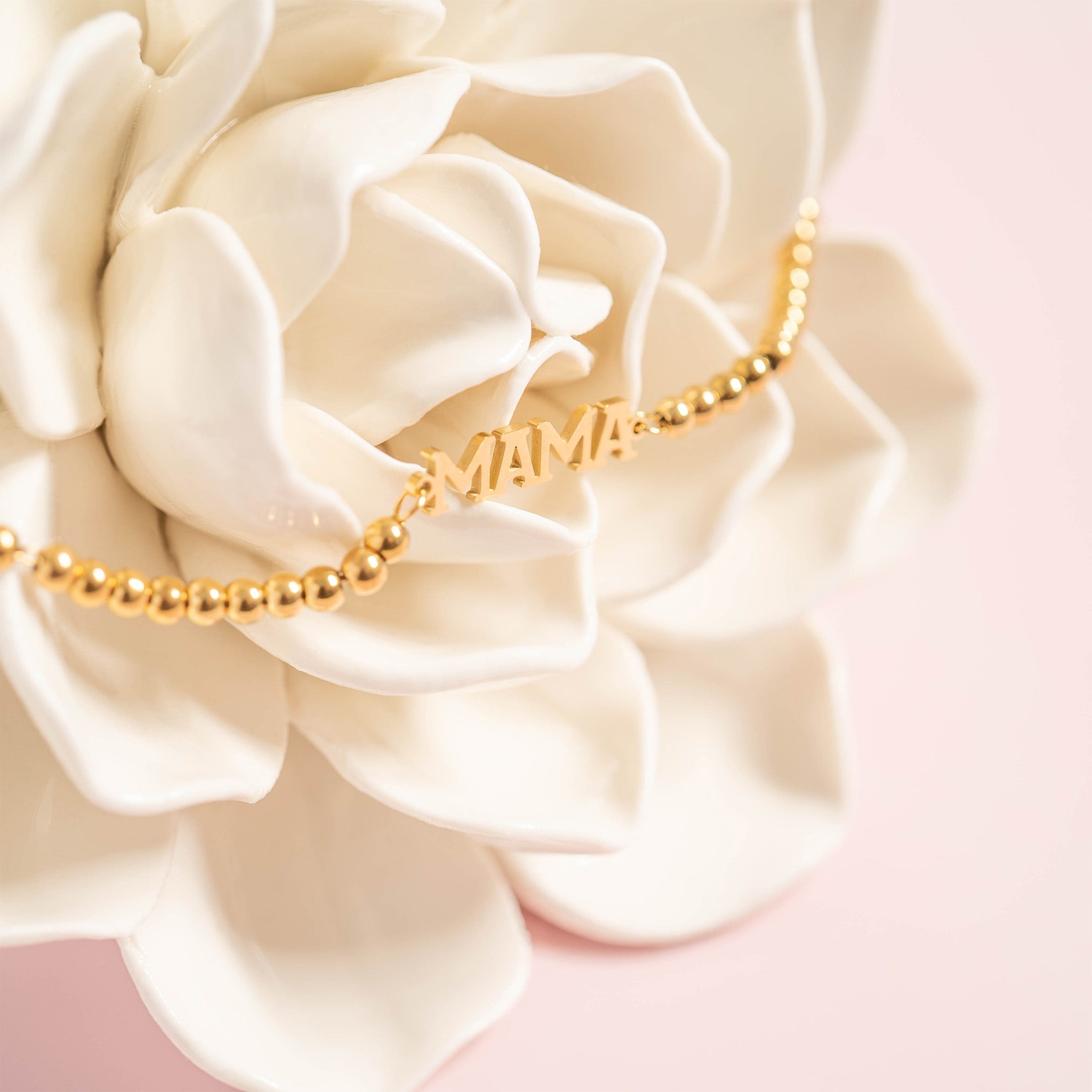 Gold Mama Bracelet – Adjustable 18K Gold Beaded Stainless Steel Jewelry Gift - Bracelets | Sunflower Soul Boutique