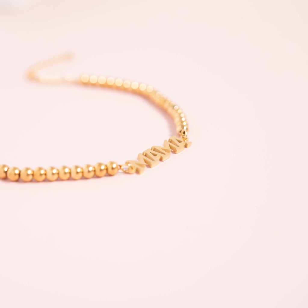 Gold Mama Bracelet – Adjustable 18K Gold Beaded Stainless Steel Jewelry Gift - Bracelets | Sunflower Soul Boutique