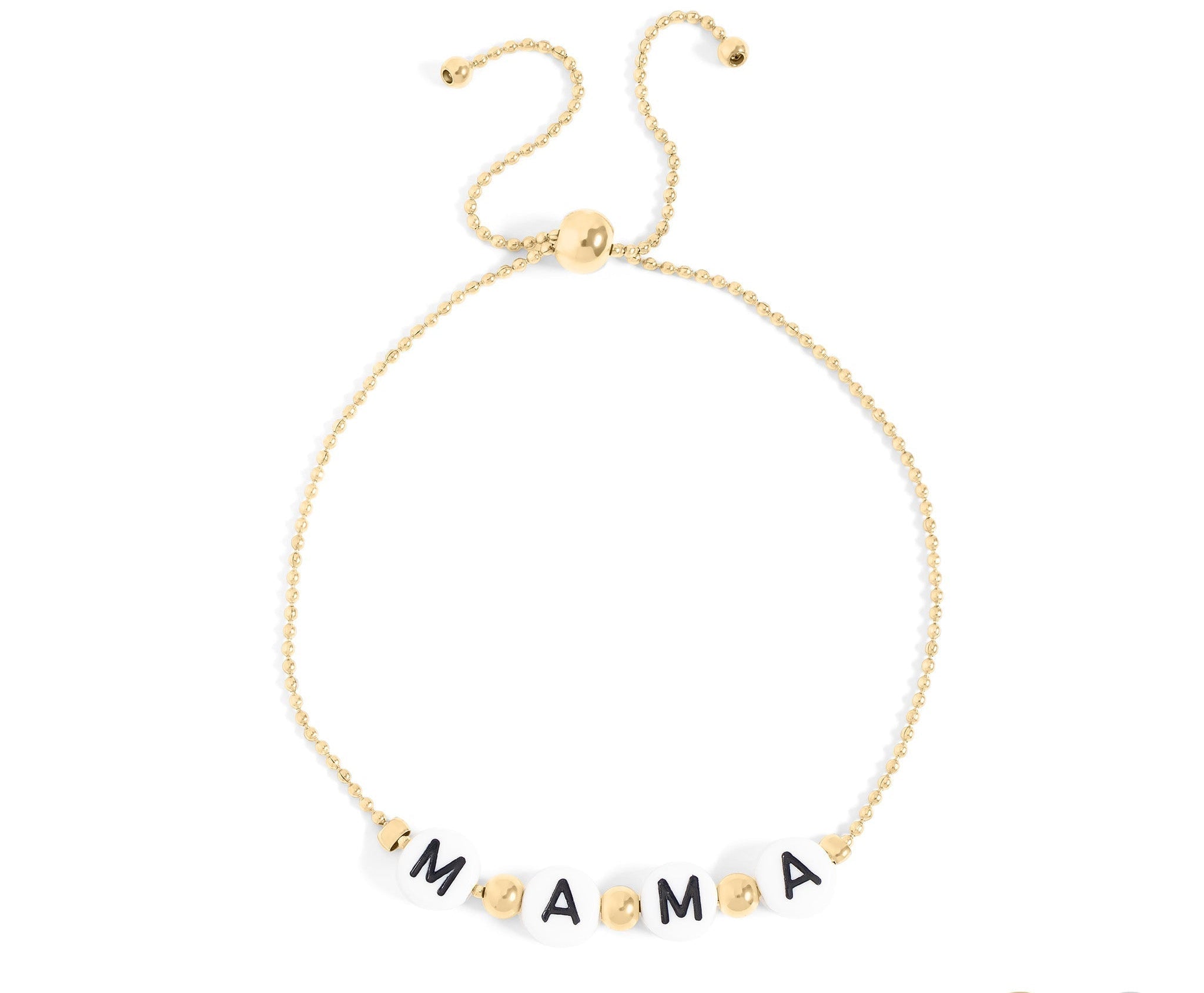 Gold Mama Bracelet – Adjustable Beaded Stainless Steel Jewelry with Sliding Closure - Bracelets | Sunflower Soul Boutique