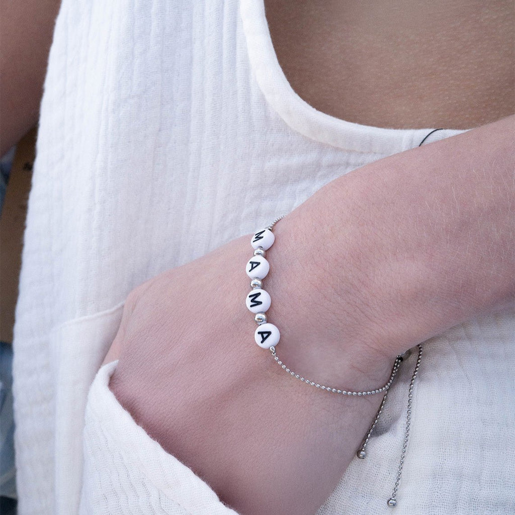 Gold Mama Bracelet – Adjustable Beaded Stainless Steel Jewelry with Sliding Closure - Bracelets | Sunflower Soul Boutique