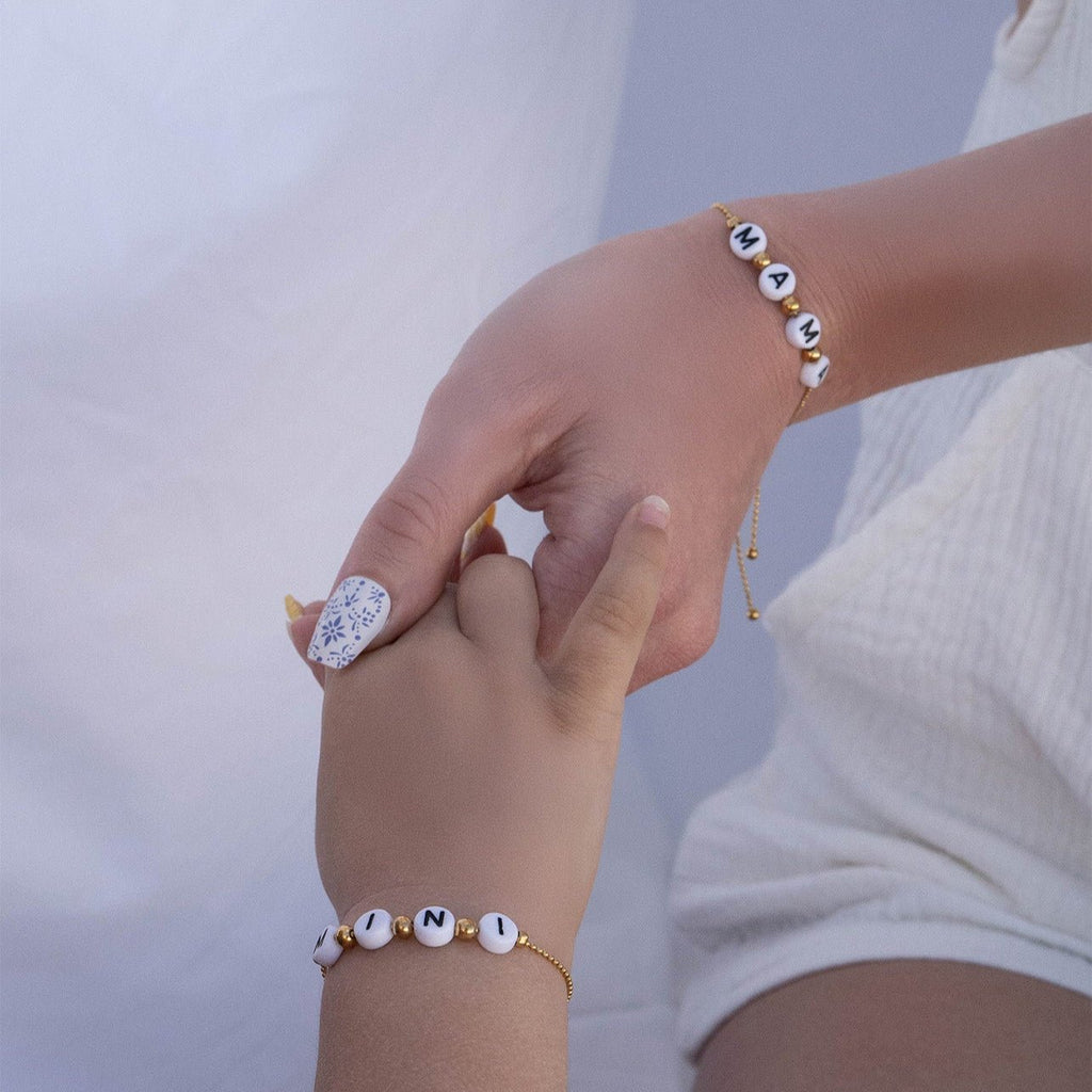 Gold Mama Bracelet – Adjustable Beaded Stainless Steel Jewelry with Sliding Closure - Bracelets | Sunflower Soul Boutique
