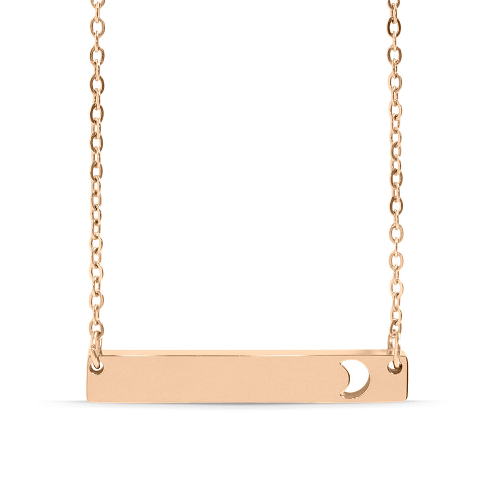 Moon Cutout Horizontal Stainless Steel Bar Necklace
