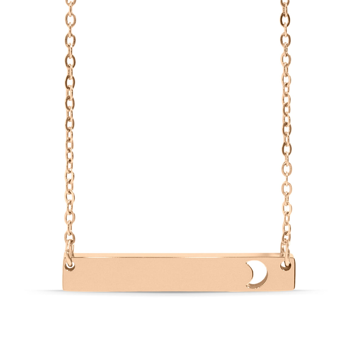 Moon Cutout Horizontal Stainless Steel Bar Necklace