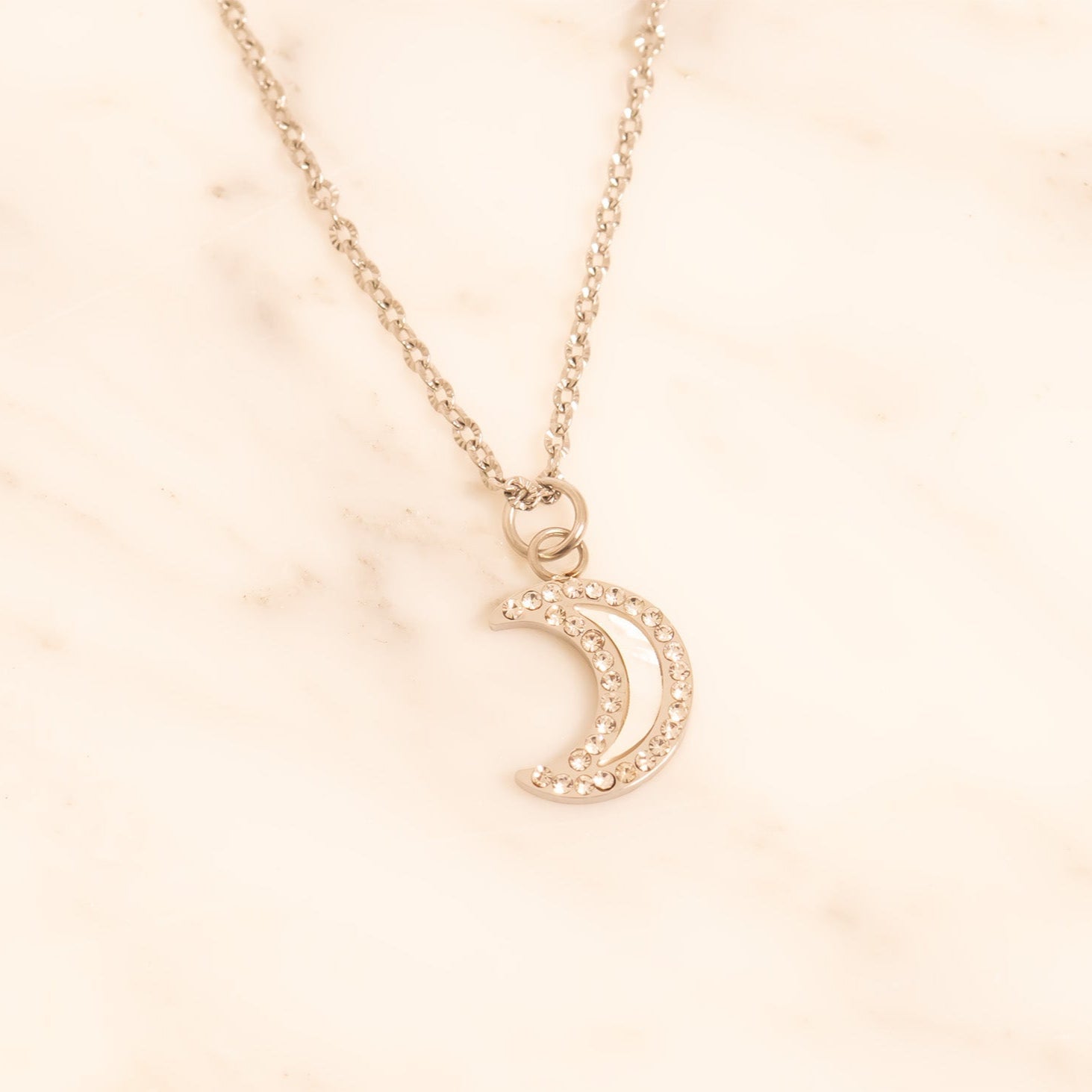 Gold Moon Charm – 18K Gold Crescent Pendant with Pearl Inlay | Durable Stainless Steel - charm | Sunflower Soul Boutique