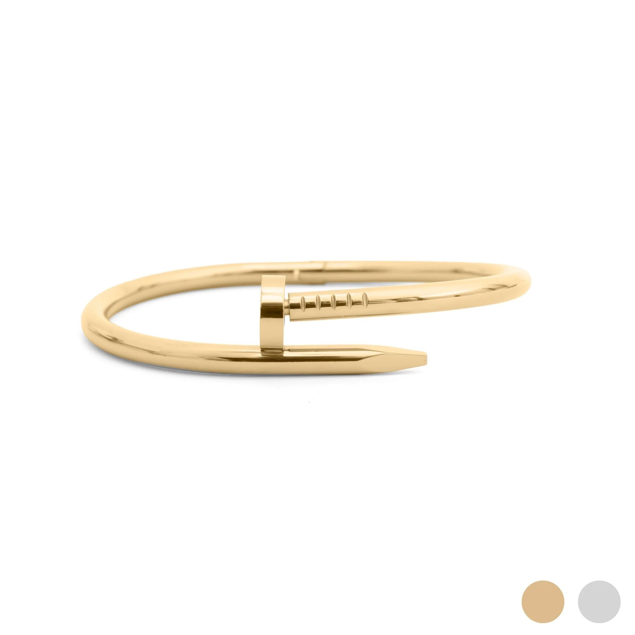 Gold Nail Bangle – 18K Gold Bracelet | Stainless Steel Bangle Scratch Resistant - Bracelets | Sunflower Soul Boutique