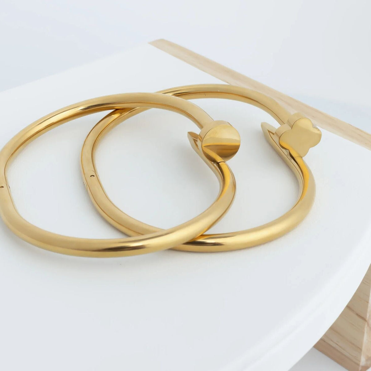 Gold Nail Bangle – 18K Gold Bracelet | Stainless Steel Bangle Scratch Resistant - Bracelets | Sunflower Soul Boutique
