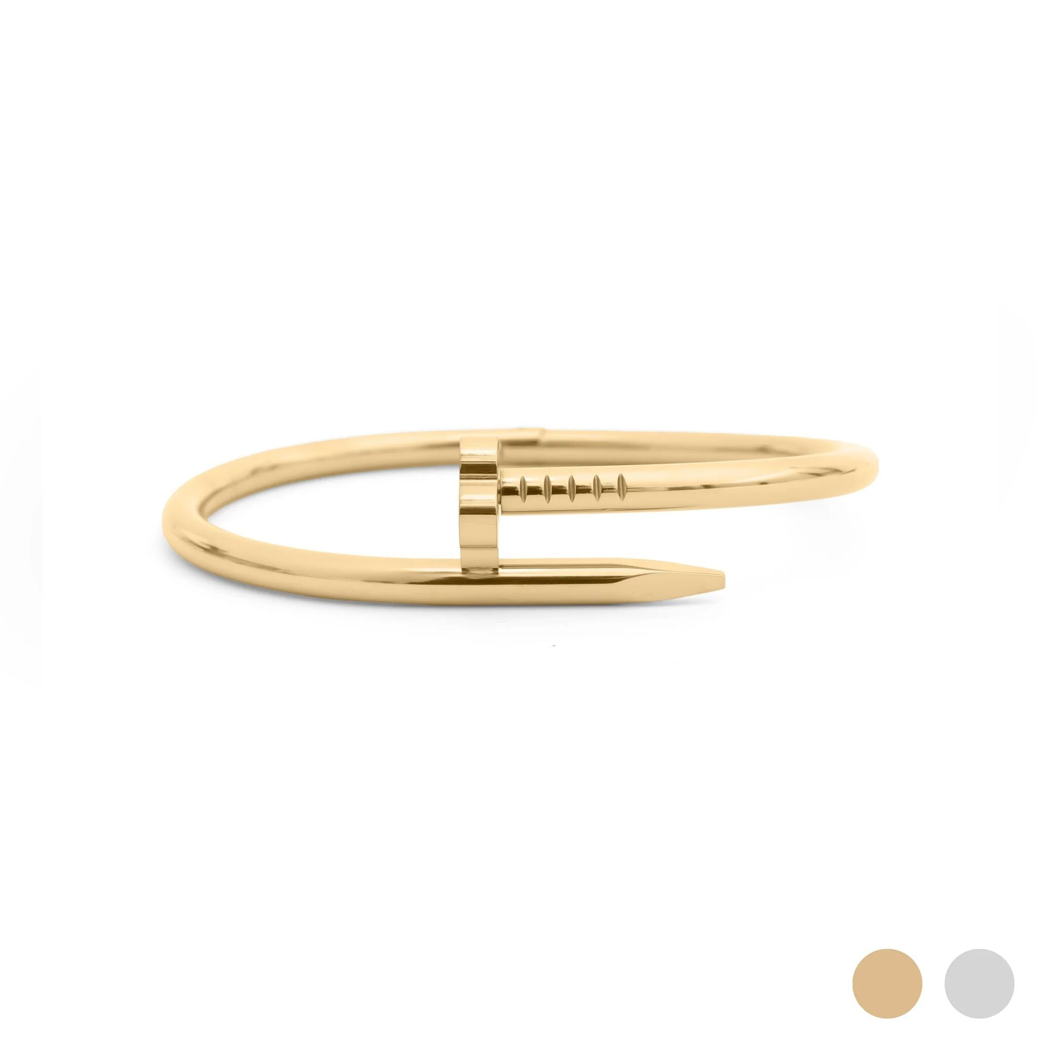 Gold Nail Bangle – 18K Gold Jewelry Floral Nail Bracelet With Secure Hinge Clasp - Bracelets | Sunflower Soul Boutique