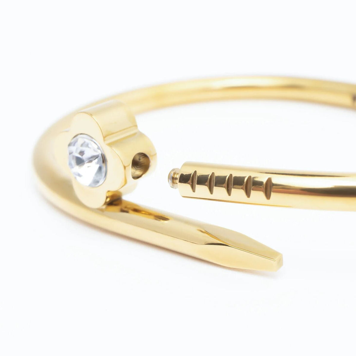 Gold Nail Bangle – 18K Gold PVD Coated Stainless Steel Floral Bracelet - Bracelets | Sunflower Soul Boutique