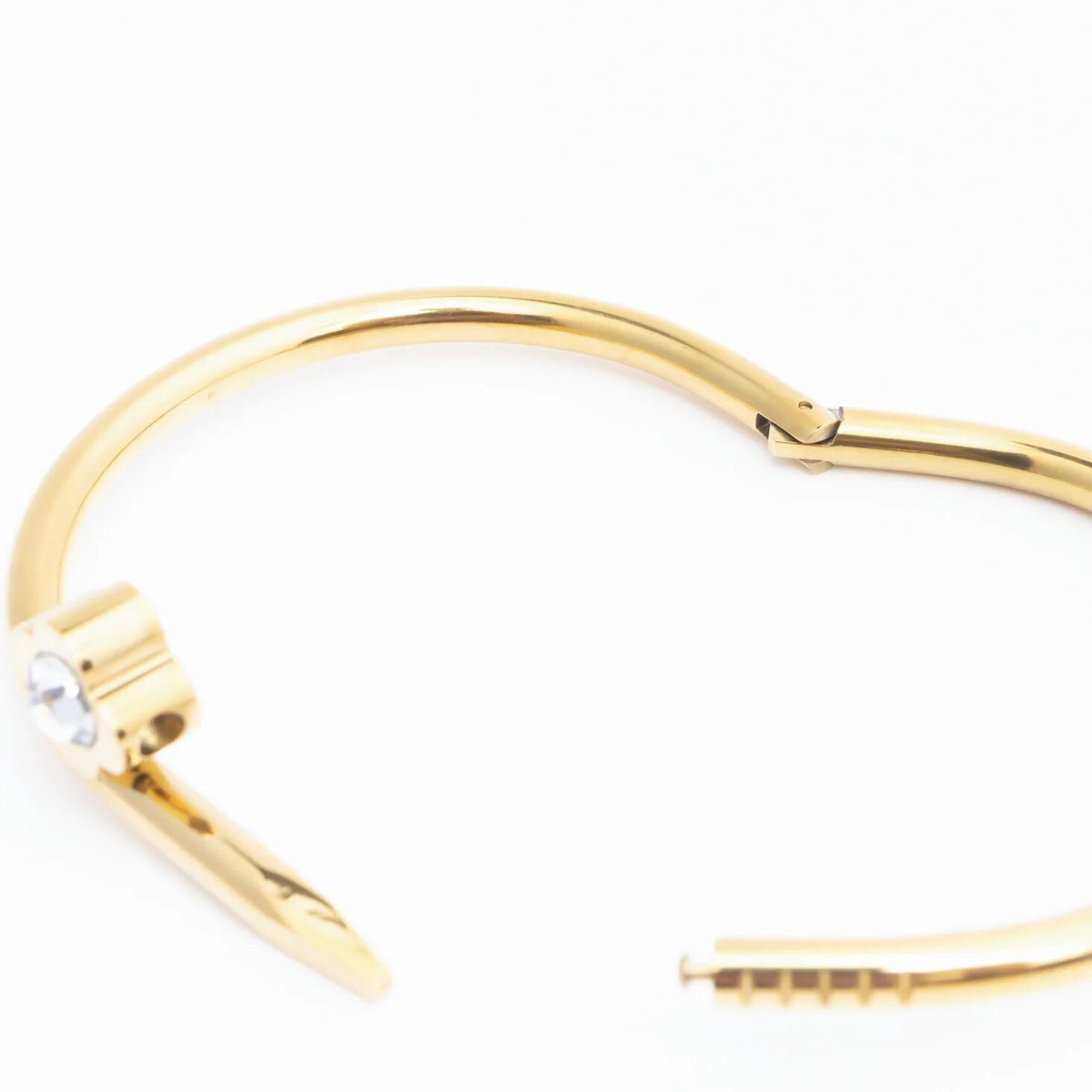 Gold Nail Bangle – 18K Gold PVD Coated Stainless Steel Floral Bracelet - Bracelets | Sunflower Soul Boutique