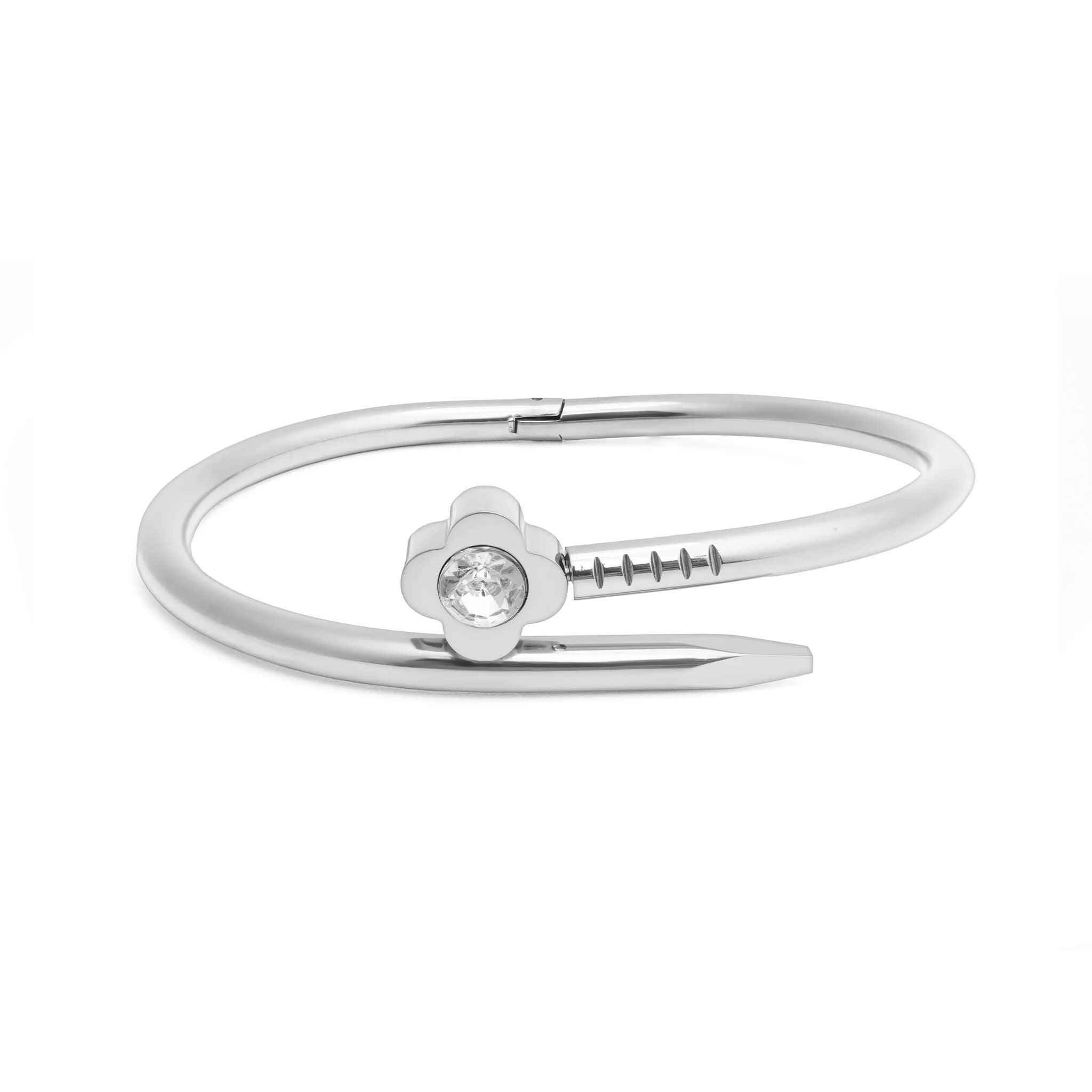 Gold Nail Bangle – 18K Gold PVD Coated Stainless Steel Floral Bracelet - Bracelets | Sunflower Soul Boutique