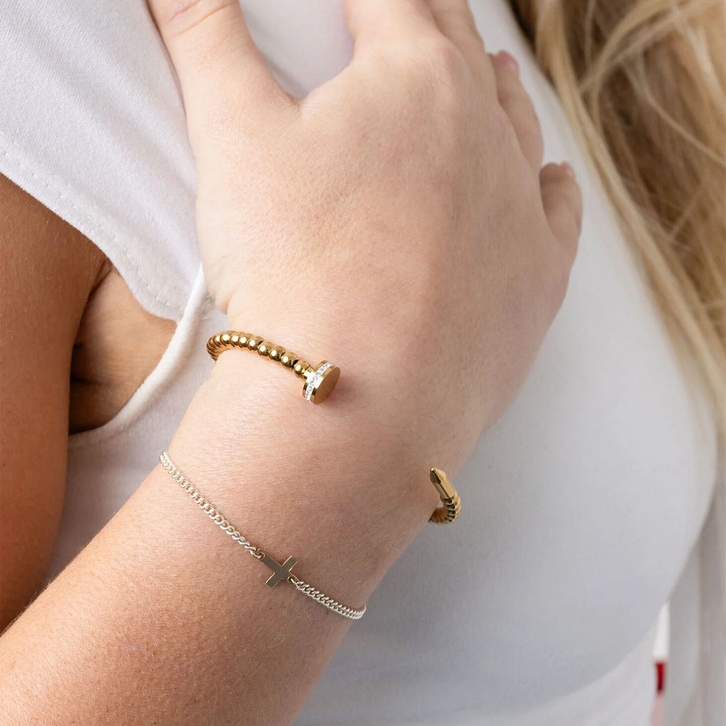 Gold Nail Bangle – 18K Gold PVD Stainless Steel Beaded Nail Bracelet - Bracelets | Sunflower Soul Boutique