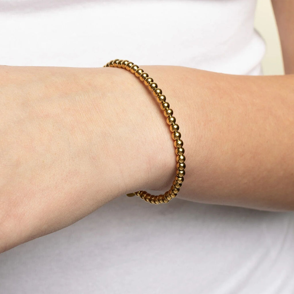Gold Nail Bangle – 18K Gold PVD Stainless Steel Beaded Nail Bracelet - Bracelets | Sunflower Soul Boutique