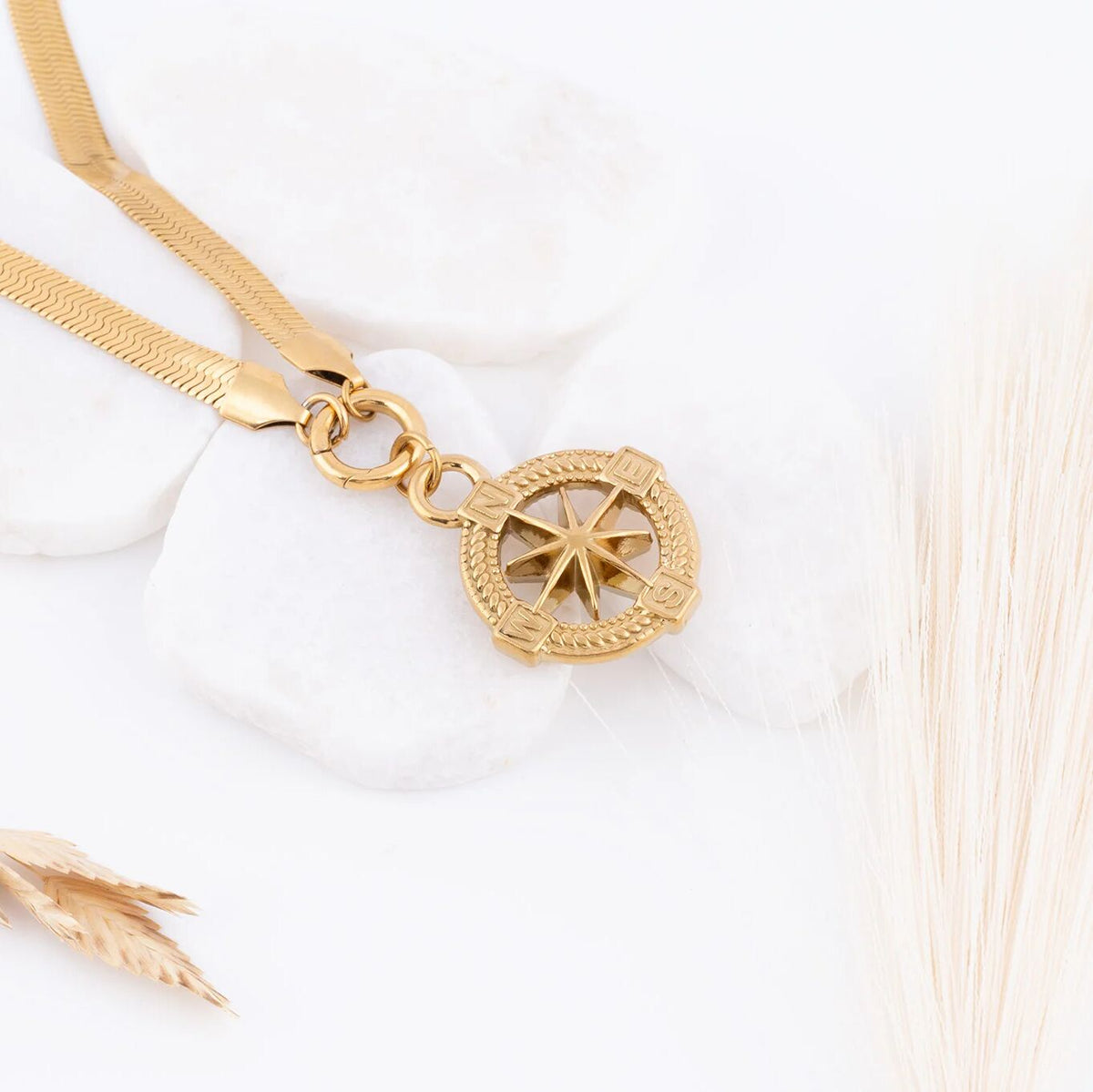 18K Gold PVD Stainless Steel Nautical Compass - gold studio 