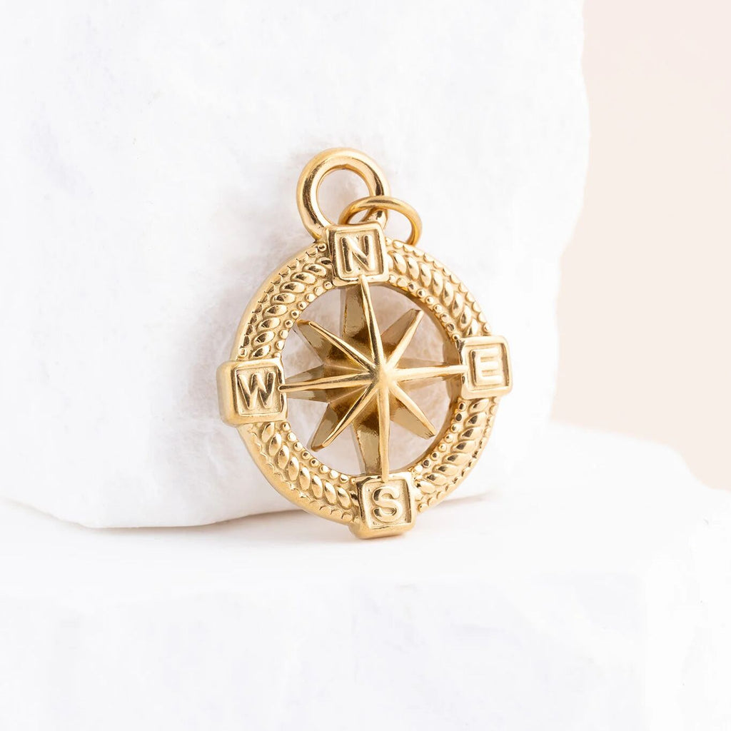 18K Gold PVD Stainless Steel Nautical Compass - gold studio 
