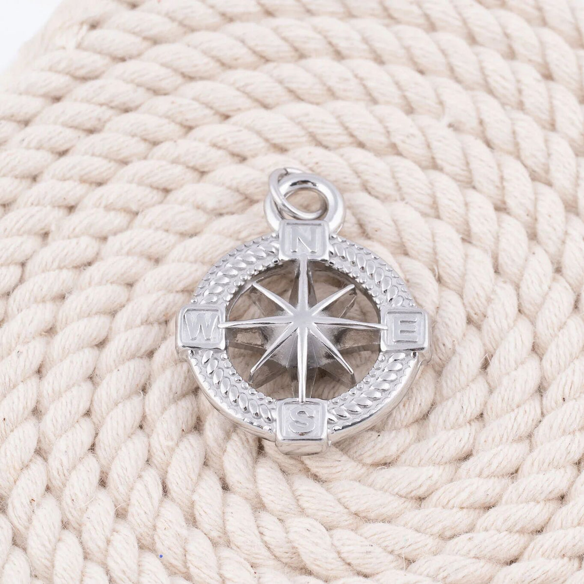 18K Gold PVD Stainless Steel Nautical Compass - silver studio 