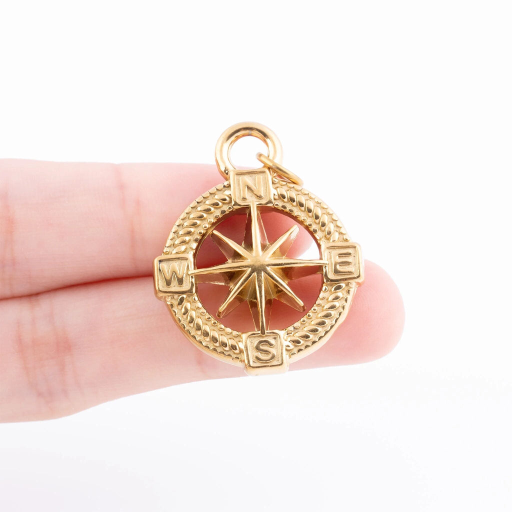 18K Gold PVD Stainless Steel Nautical Compass - scale shot 