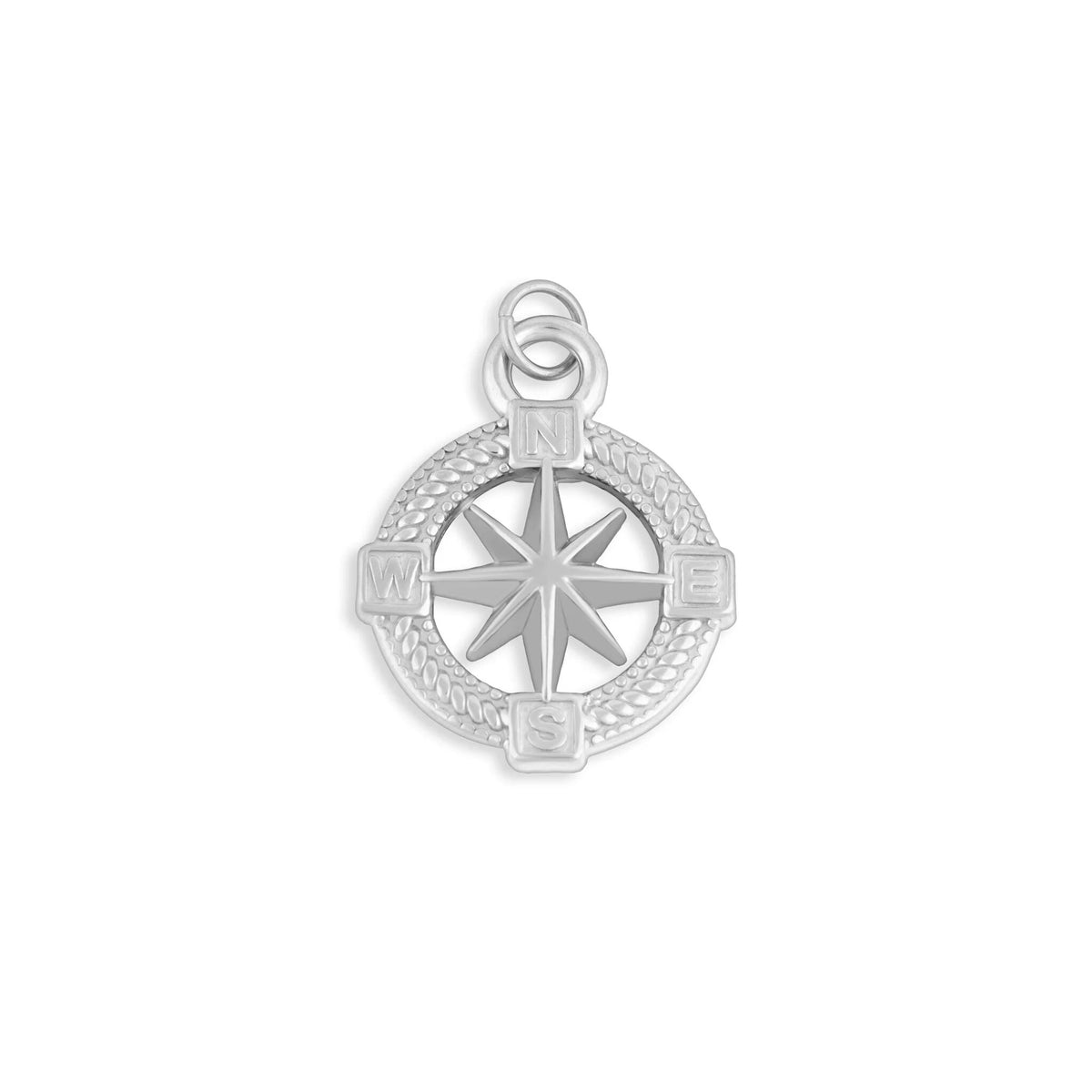 18K Gold PVD Stainless Steel Nautical Compass - silver main 