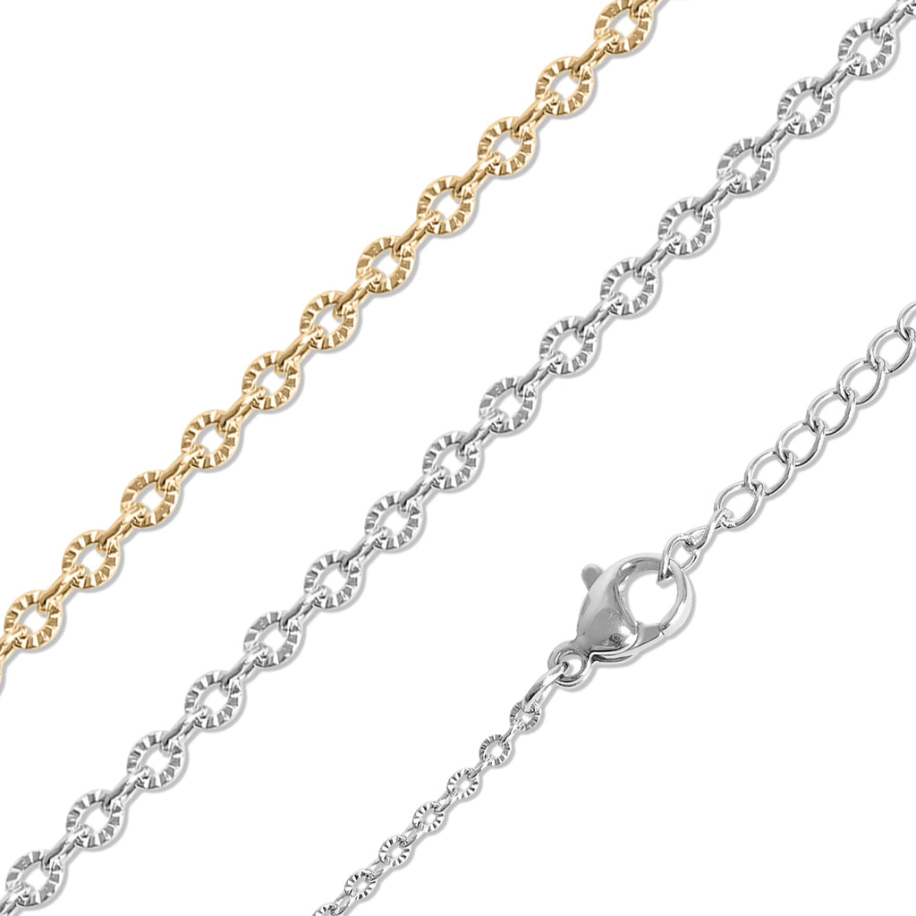 Gold Oval Link Necklace – 18K Gold Crimped Oval Chain Stainless Steel - Chain | Sunflower Soul Boutique