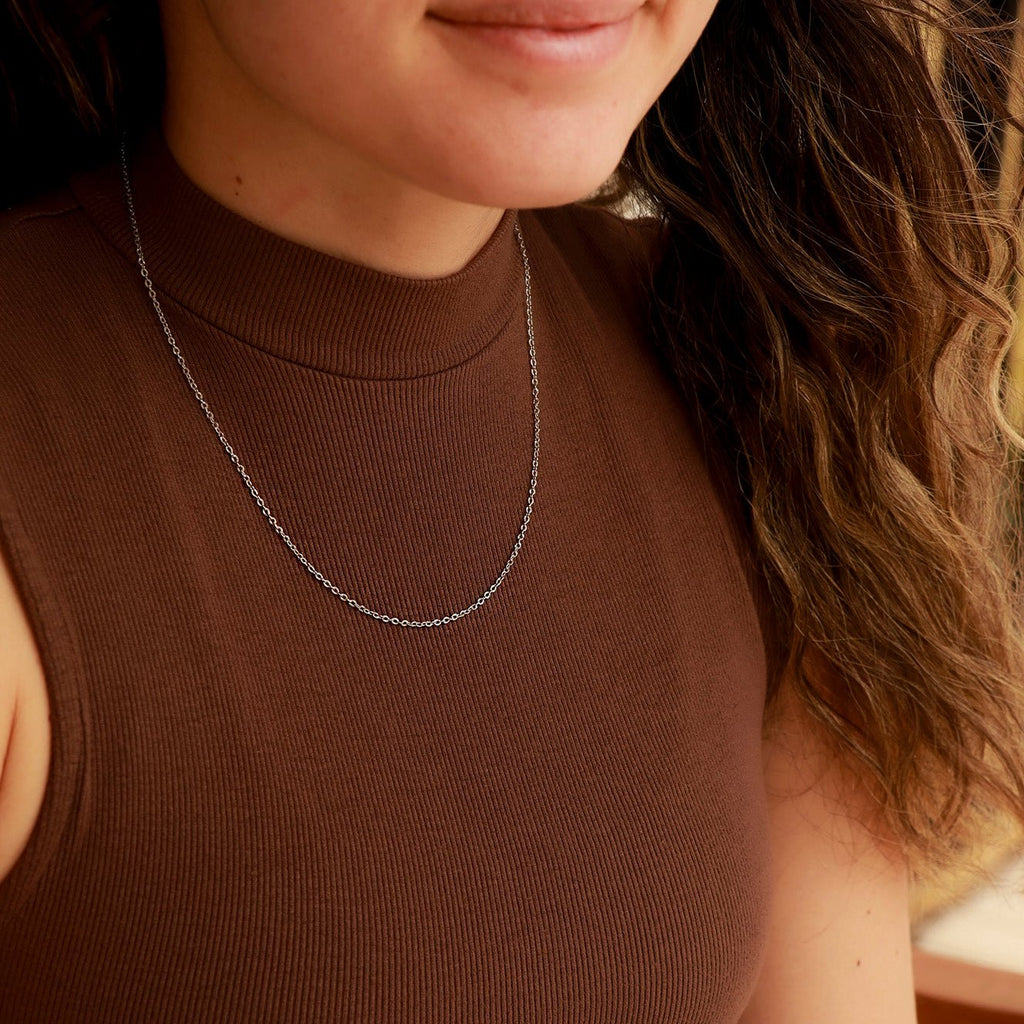 Gold Oval Link Necklace – 18K Gold Crimped Oval Chain Stainless Steel - Chain | Sunflower Soul Boutique