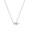 18K Gold PVD Stainless Steel Oval Link Toggle Chain Necklace- silver main