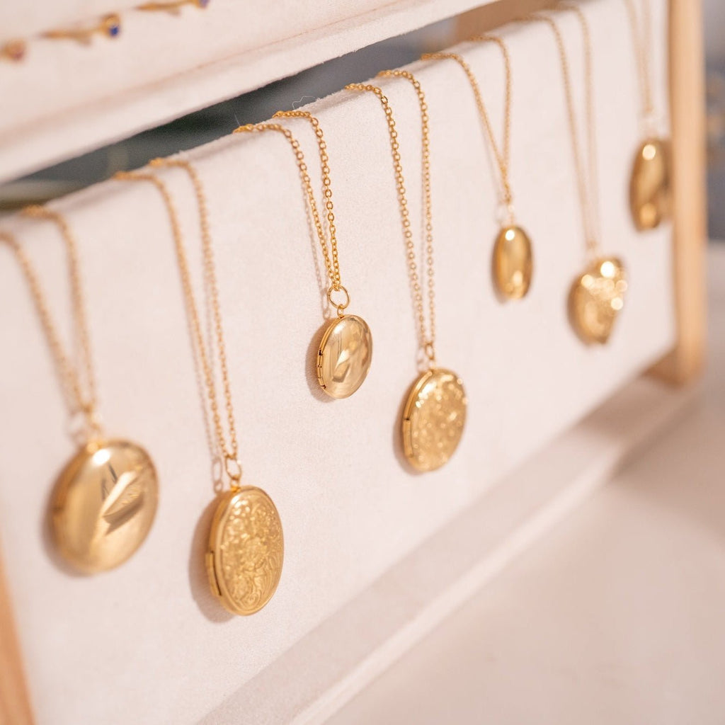 Gold Oval Locket – Textured Oval Pendant With Hidden Compartment | 18K Gold Jewelry - charm | Sunflower Soul Boutique
