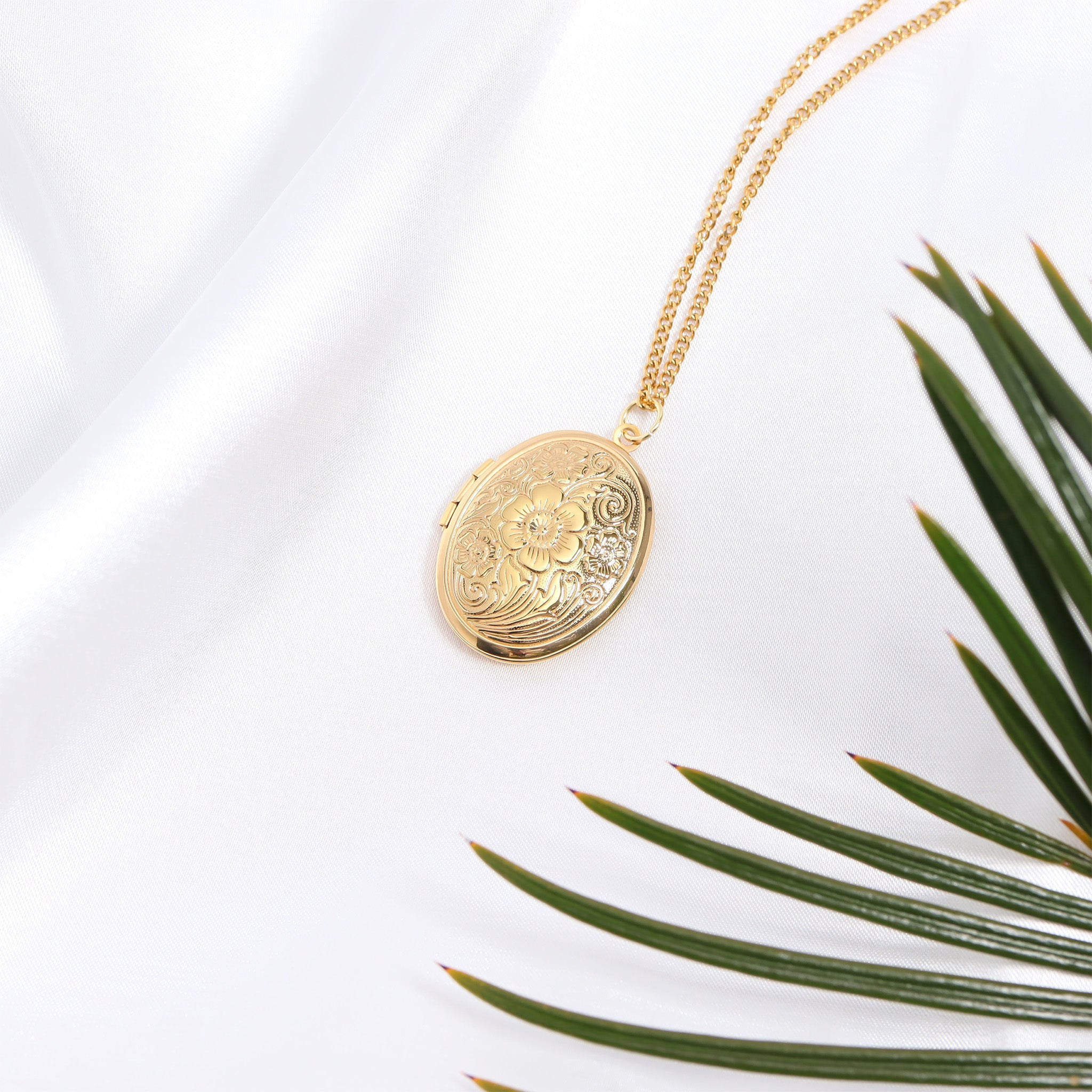Gold Oval Locket – Textured Oval Pendant With Hidden Compartment | 18K Gold Jewelry - charm | Sunflower Soul Boutique