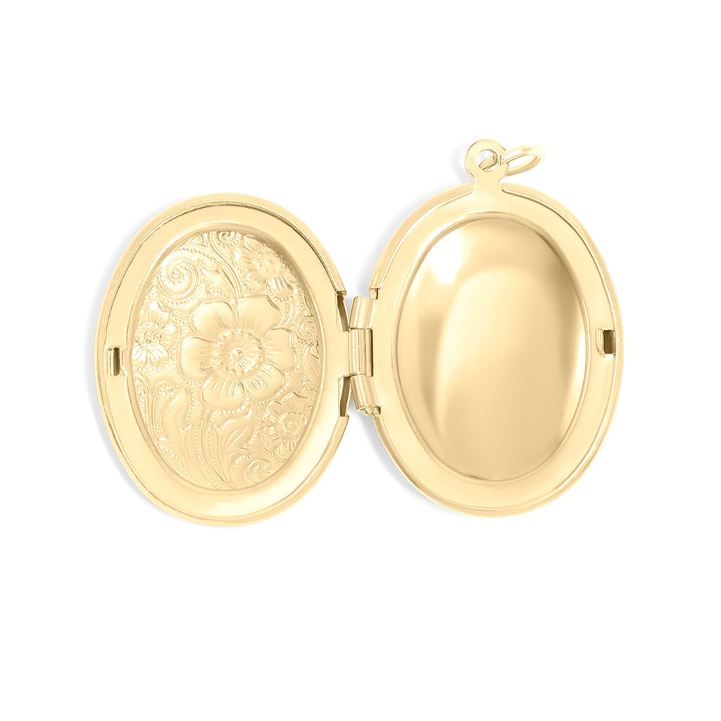 Gold Oval Locket – Textured Oval Pendant With Hidden Compartment | 18K Gold Jewelry - charm | Sunflower Soul Boutique