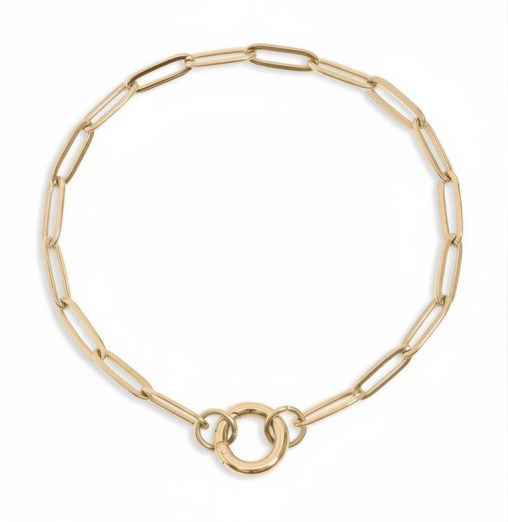 Gold Paperclip Bracelet – 18K Gold Adjustable Charm Keeper Stainless Steel Jewelry - | Sunflower Soul Boutique