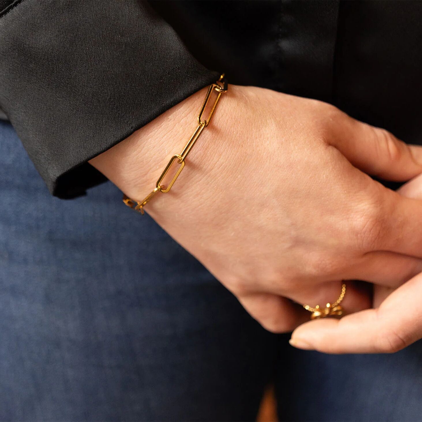 Gold Paperclip Bracelet – 18K Gold PVD Stainless Steel Long Chain, Hypoallergenic Jewelry - Bracelets | Sunflower Soul Boutique