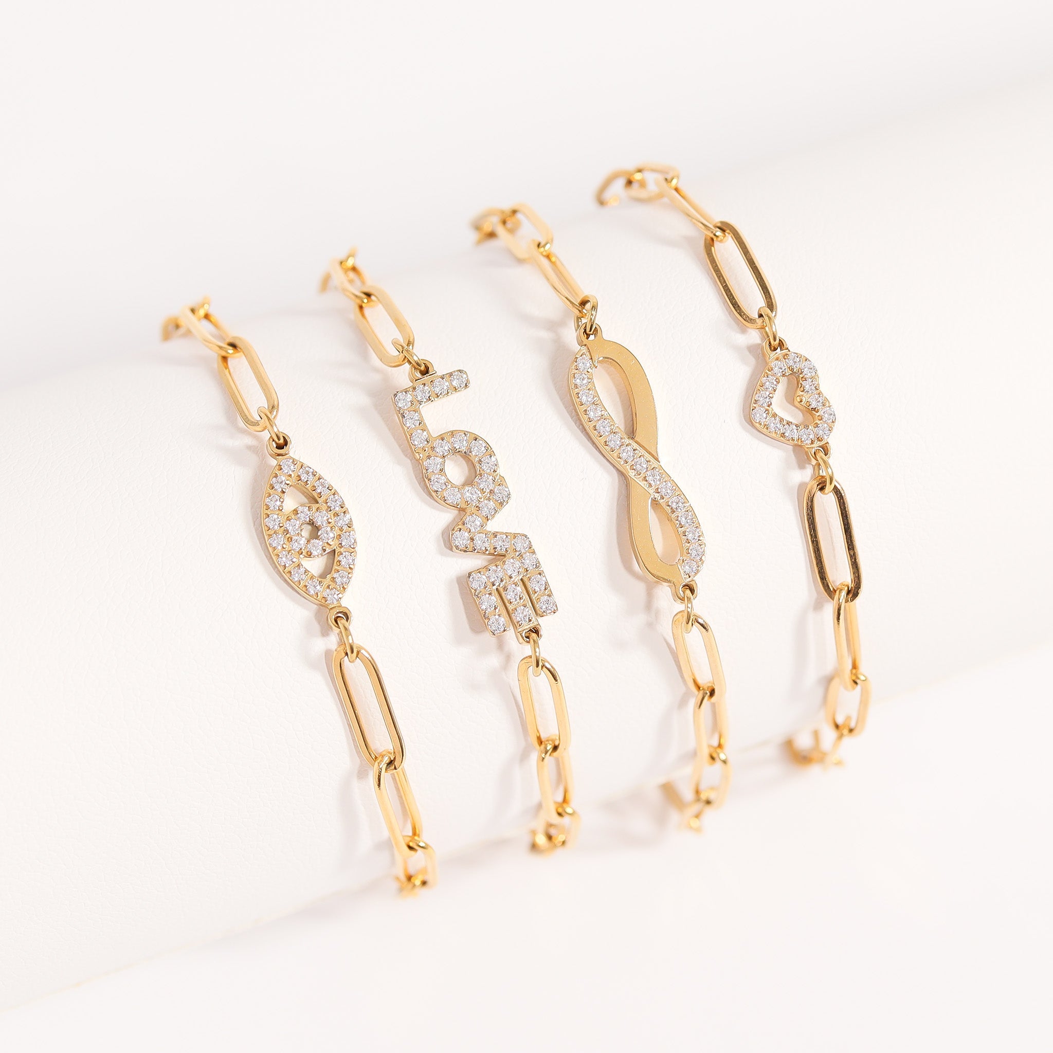 Gold Paperclip Bracelet – Adjustable 18K Gold Chain With CZ Stone Pendant - | Sunflower Soul Boutique