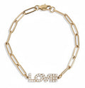 Gold Paperclip Bracelet – Adjustable 18K Gold Chain With CZ Stone Pendant - | Sunflower Soul Boutique