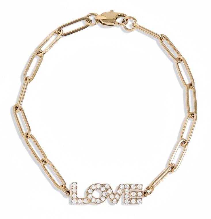 Gold Paperclip Bracelet – Adjustable 18K Gold Chain With CZ Stone Pendant - | Sunflower Soul Boutique