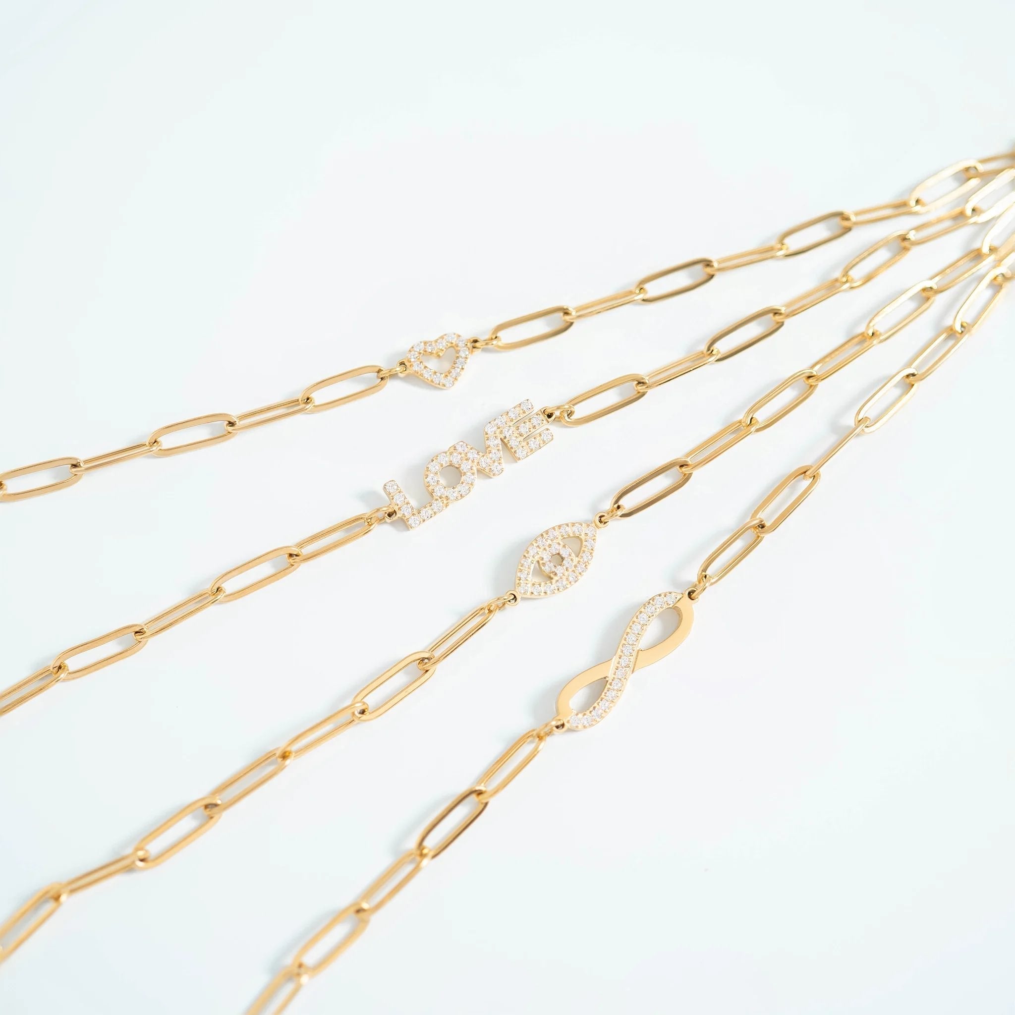 Gold Paperclip Bracelet – Adjustable Chain With Heart Charm & Sparkling Stone - | Sunflower Soul Boutique