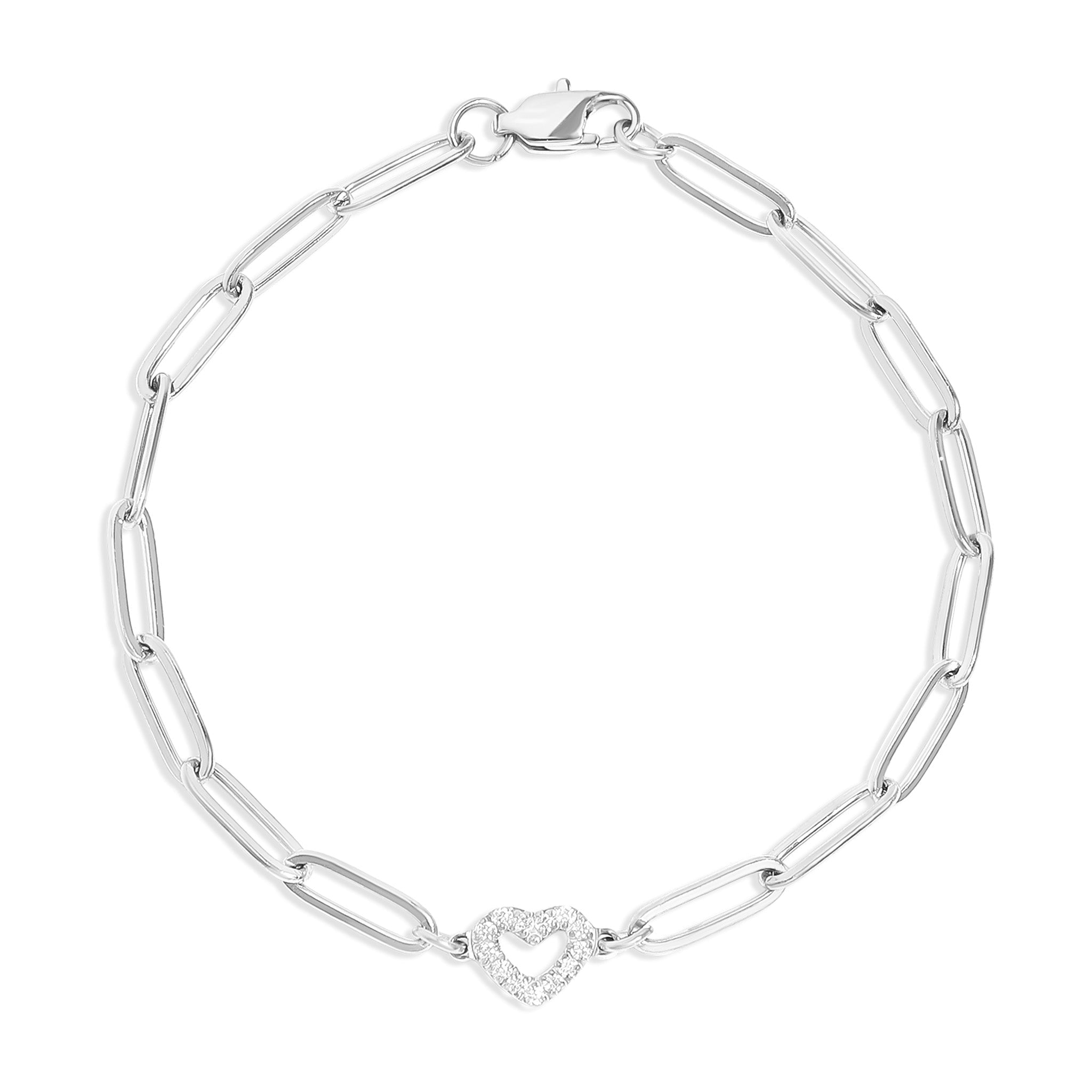 Gold Paperclip Bracelet – Adjustable Chain With Heart Charm & Sparkling Stone - | Sunflower Soul Boutique