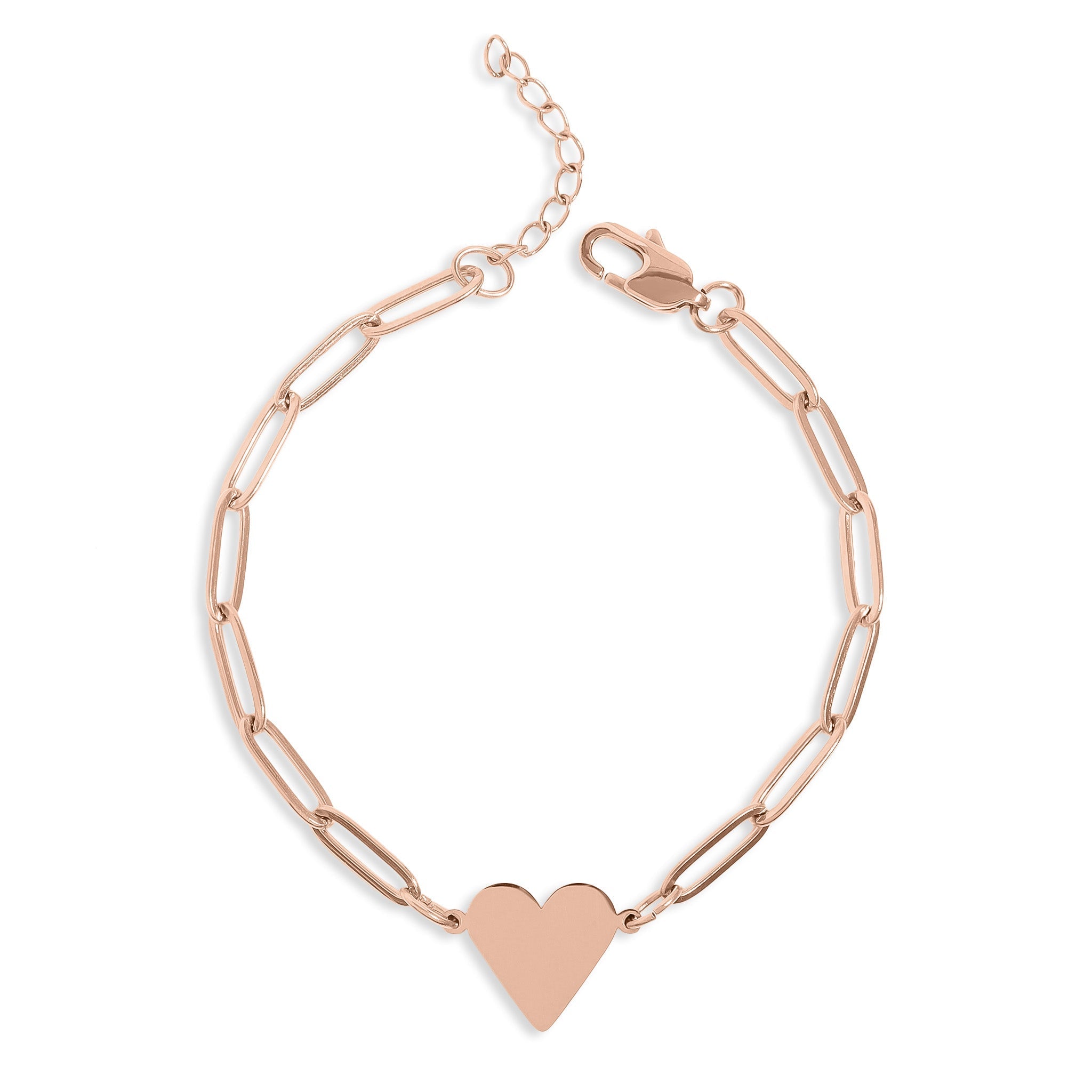 Gold Paperclip Bracelet – Adjustable Heart Charm Stainless Steel Jewelry Gift - Bracelets | Sunflower Soul Boutique