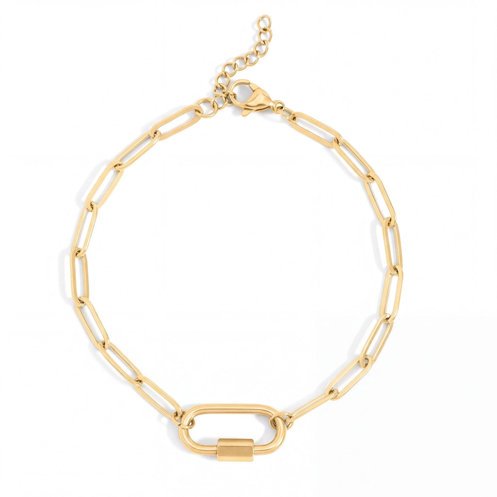Gold Paperclip Bracelet – Waterproof Stainless Steel Carabiner Clasp Jewelry - bracelet | Sunflower Soul Boutique