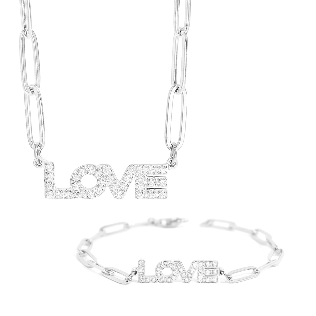 Gold Paperclip Chain – Adjustable 18K Gold Necklace & Love Charm Bracelet Set - Jewelry Sets | Sunflower Soul Boutique
