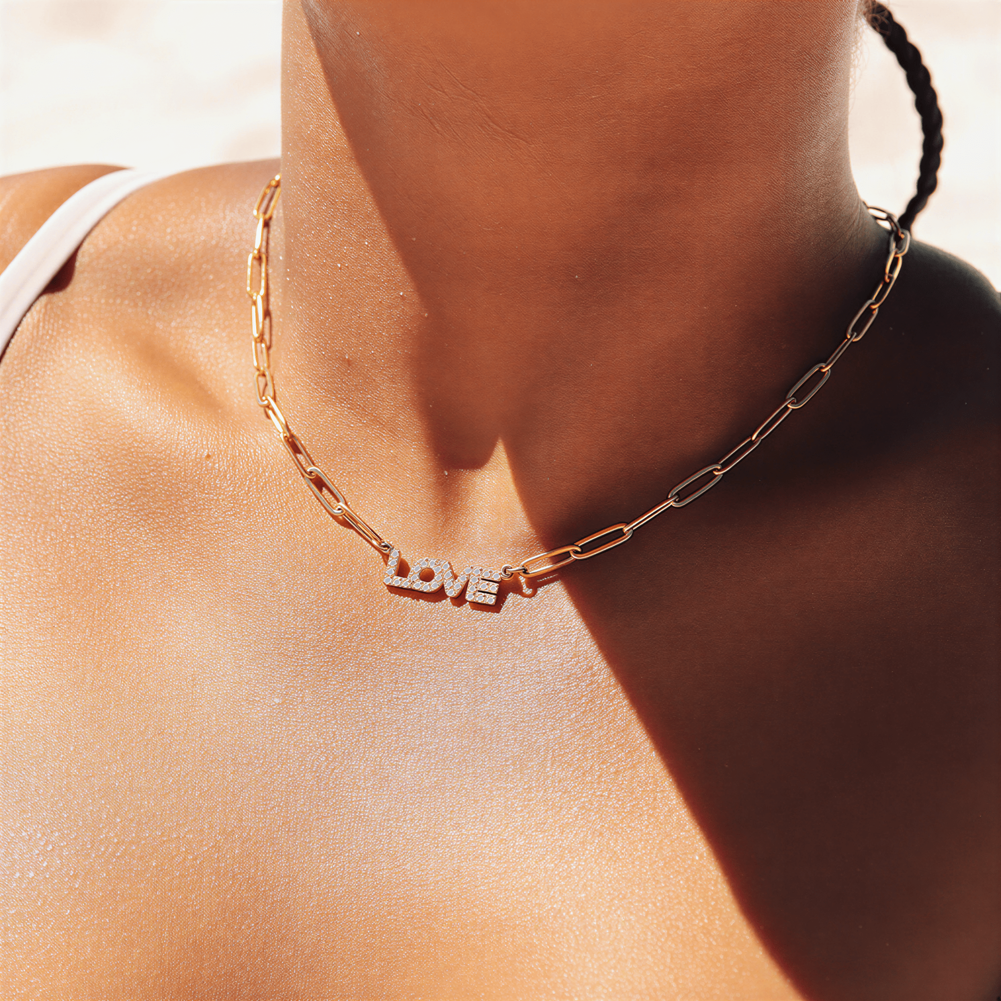 Gold Paperclip Chain – Adjustable 18K Gold Necklace & Love Charm Bracelet Set - Jewelry Sets | Sunflower Soul Boutique