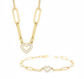 Gold Paperclip Chain Set – 18K Gold Necklace & Stone Heart Charm Gift - Jewelry Sets | Sunflower Soul Boutique