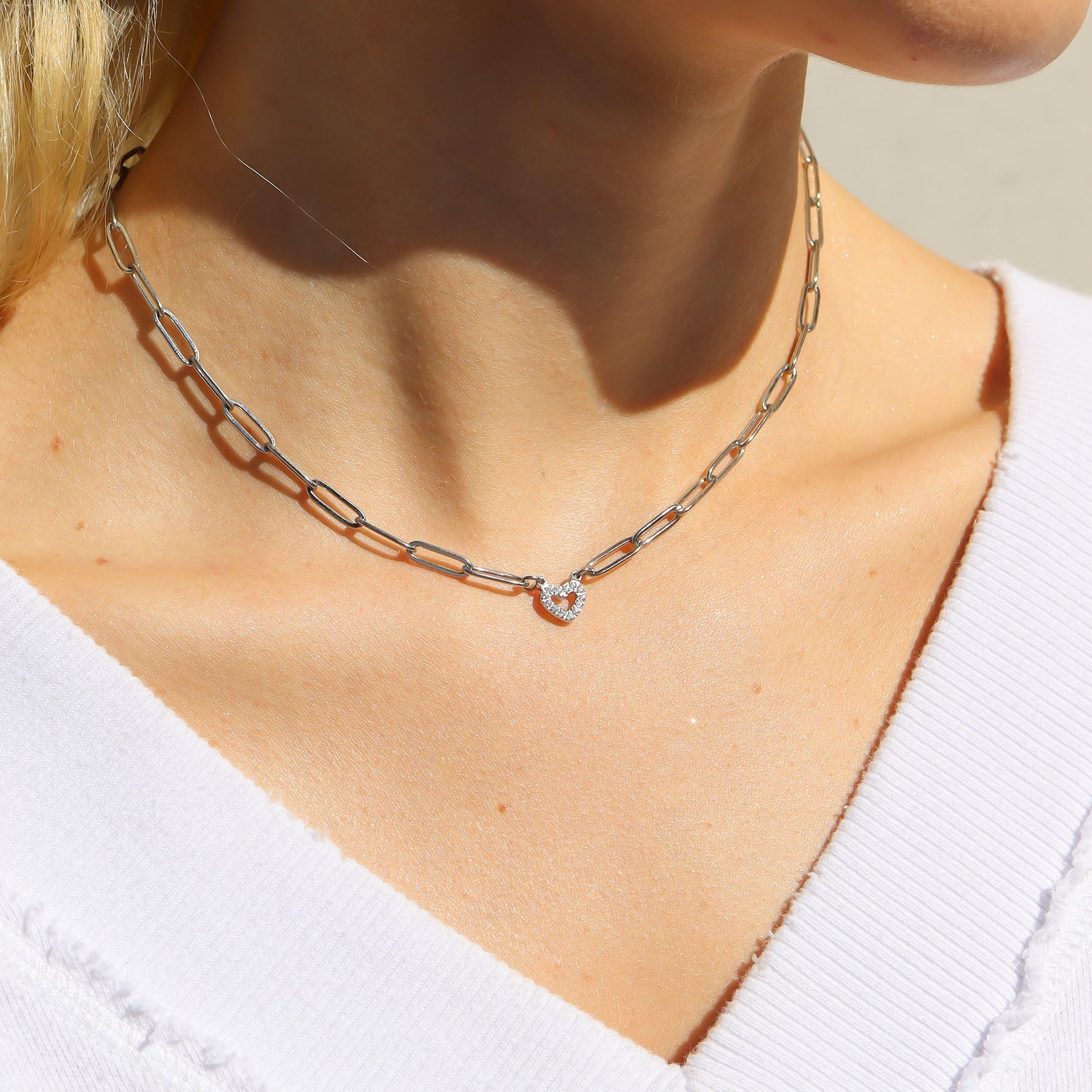 Gold Paperclip Chain Set – 18K Gold Necklace & Stone Heart Charm Gift - Jewelry Sets | Sunflower Soul Boutique