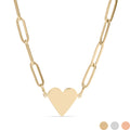 Gold Paperclip Necklace – 18 Inch Chain | Stainless Steel Heart Pendant - Necklaces | Sunflower Soul Boutique